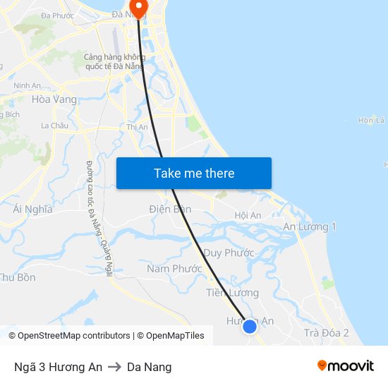 Ngã 3 Hương An to Da Nang map