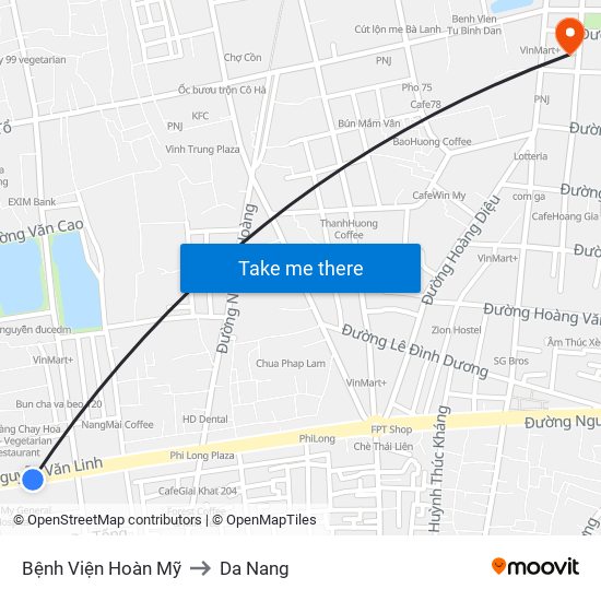 Bệnh Viện Hoàn Mỹ to Da Nang map