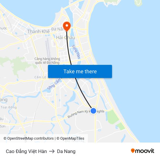 Cao Đẳng Việt Hàn to Da Nang map