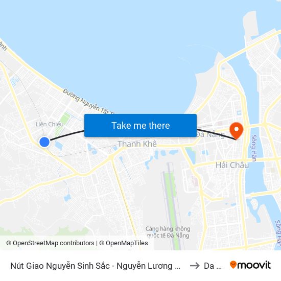 Nút Giao Nguyễn Sinh Sắc - Nguyễn Lương Bằng 150m Về Phía Biển to Da Nang map