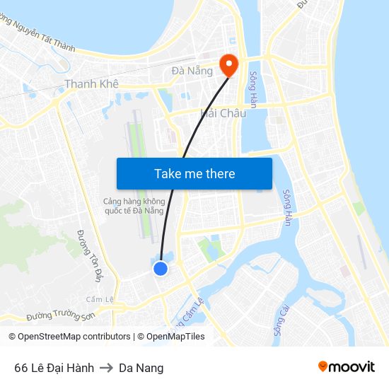 66 Lê Đại Hành to Da Nang map