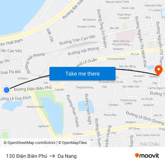 130 Điện Biên Phủ to Da Nang map