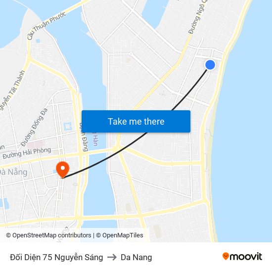 Đối Diện 75 Nguyễn Sáng to Da Nang map