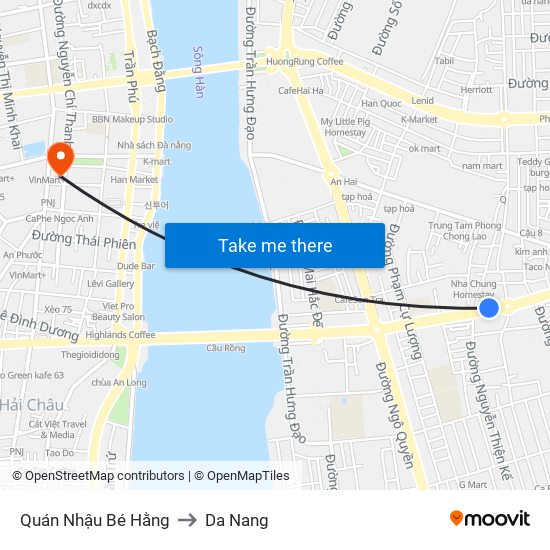 Quán Nhậu Bé Hằng to Da Nang map