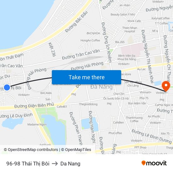 96-98 Thái Thị Bôi to Da Nang map