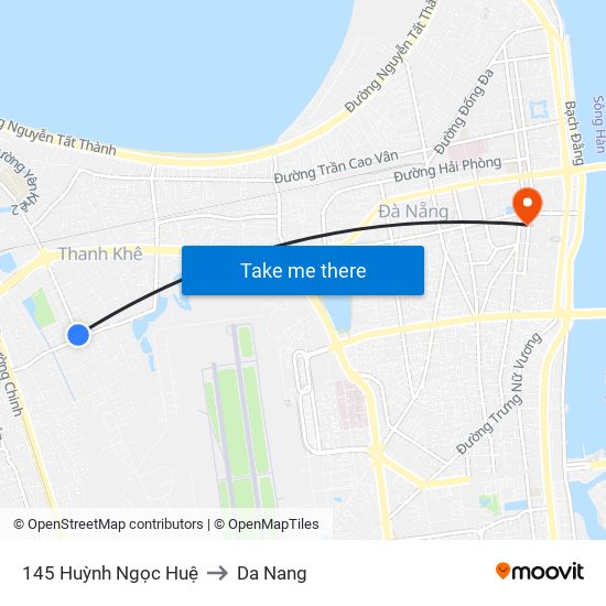 145 Huỳnh Ngọc Huệ to Da Nang map