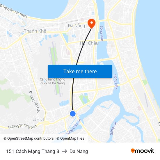 151 Cách Mạng Tháng 8 to Da Nang map