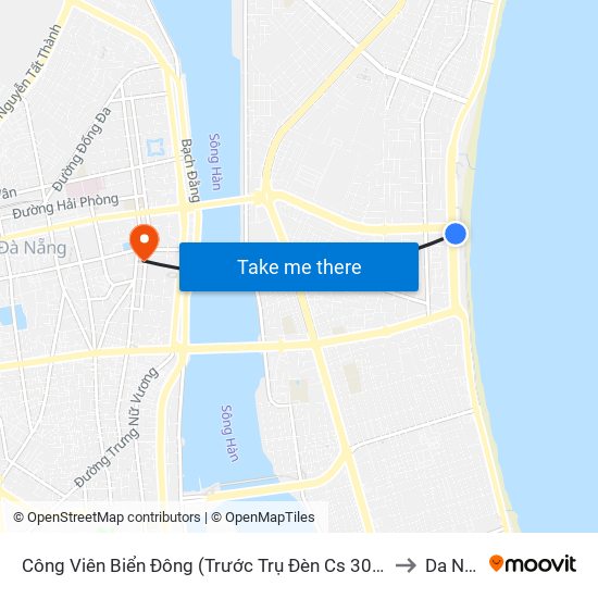 Công Viên Biển Đông (Trước Trụ Đèn Cs 3012 – T9 Vng) to Da Nang map