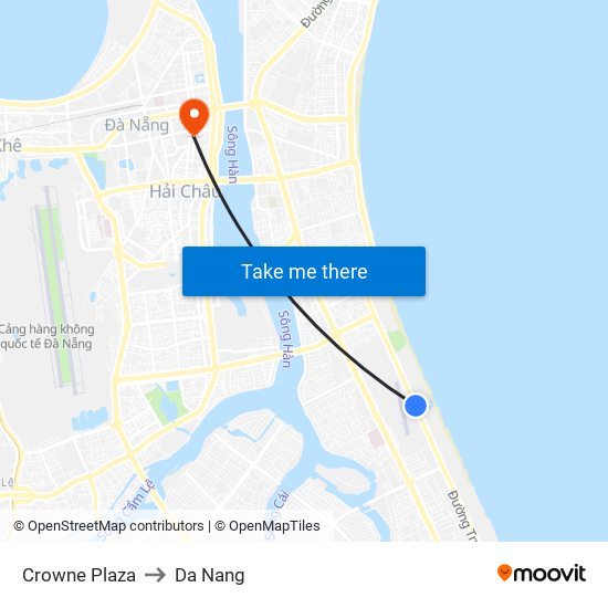 Crowne Plaza to Da Nang map