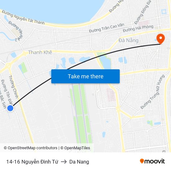 14-16 Nguyễn Đình Tứ to Da Nang map