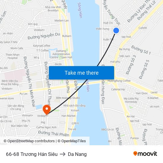 66-68 Trương Hán Siêu to Da Nang map