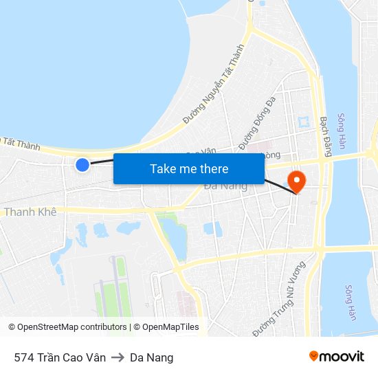 574 Trần Cao Vân to Da Nang map
