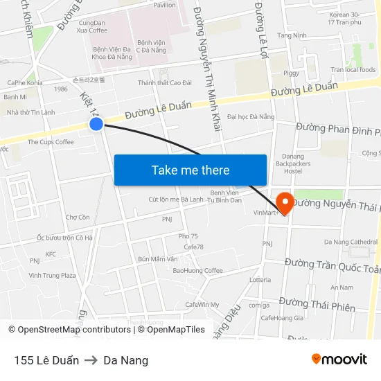 155  Lê Duẩn to Da Nang map