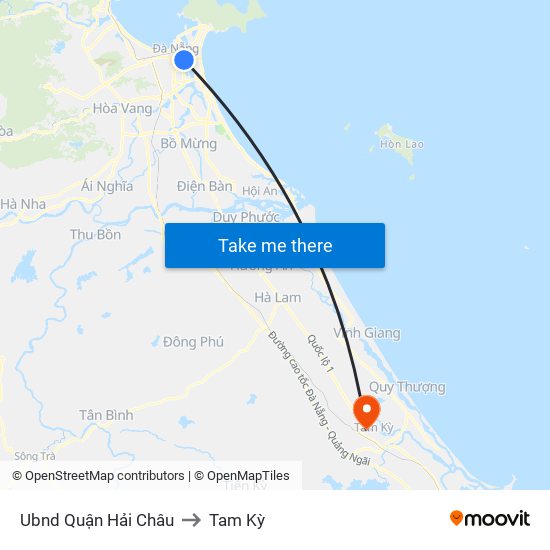 Ubnd Quận Hải Châu to Tam Kỳ map