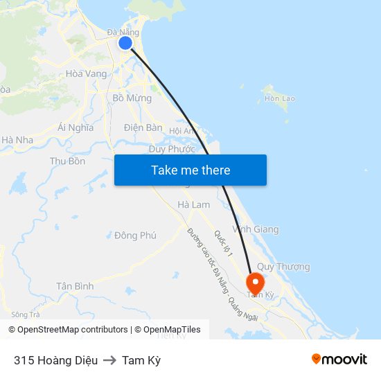 315 Hoàng Diệu to Tam Kỳ map
