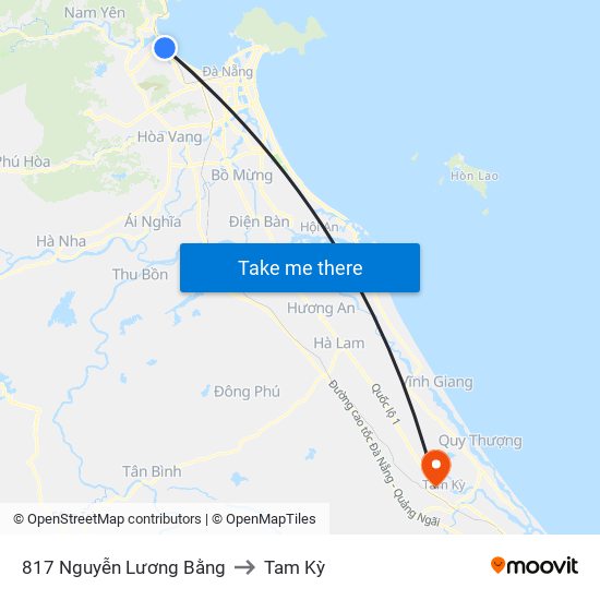 817  Nguyễn Lương Bằng to Tam Kỳ map