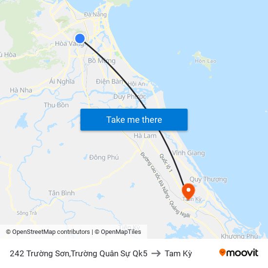 242 Trường Sơn,Trường Quân Sự Qk5 to Tam Kỳ map