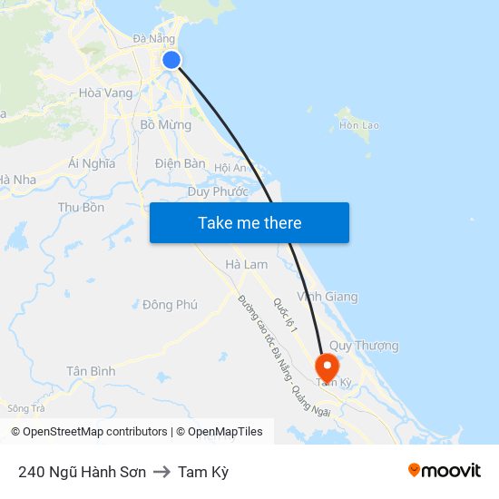 240 Ngũ Hành Sơn to Tam Kỳ map