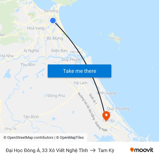 Đại Học Đông Á, 33 Xô Viết Nghệ Tĩnh to Tam Kỳ map