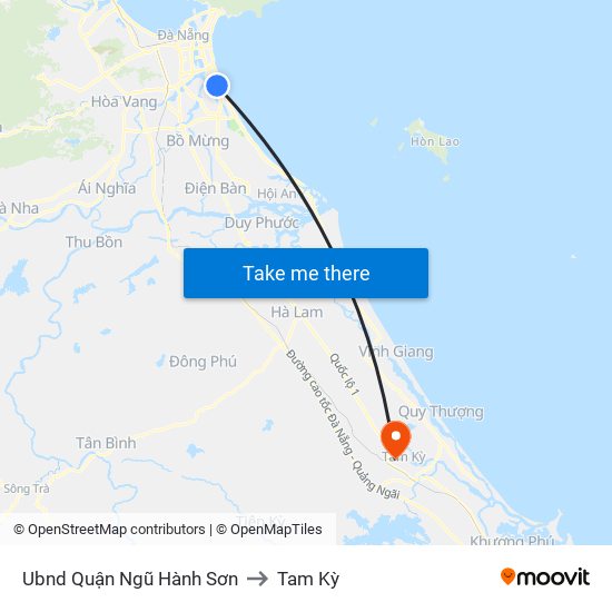 Ubnd Quận Ngũ Hành Sơn to Tam Kỳ map