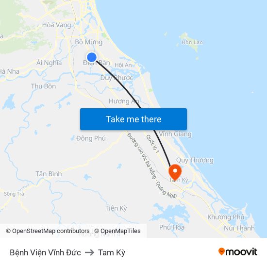 Bệnh Viện Vĩnh Đức to Tam Kỳ map