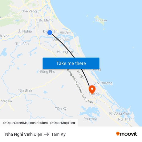 Nhà Nghỉ Vĩnh Điện to Tam Kỳ map