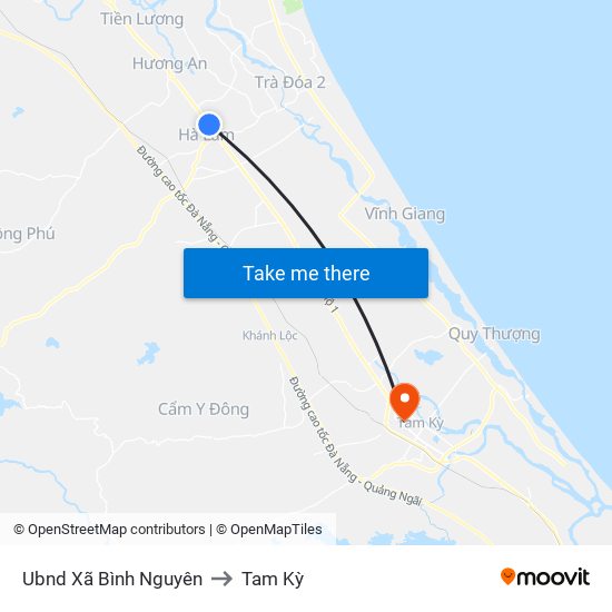 Ubnd Xã Bình Nguyên to Tam Kỳ map