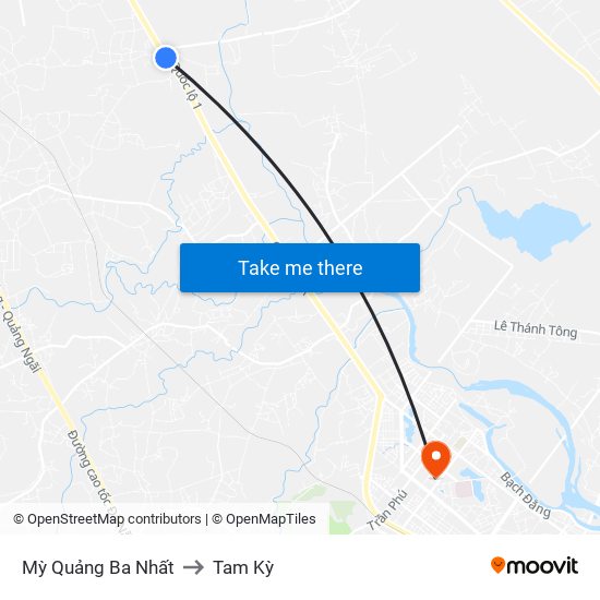 Mỳ Quảng Ba Nhất to Tam Kỳ map