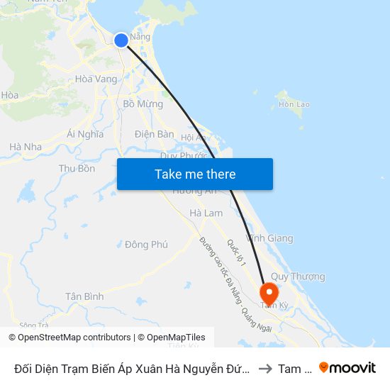 Đối Diện Trạm Biến Áp Xuân Hà Nguyễn Đức Trung to Tam Kỳ map