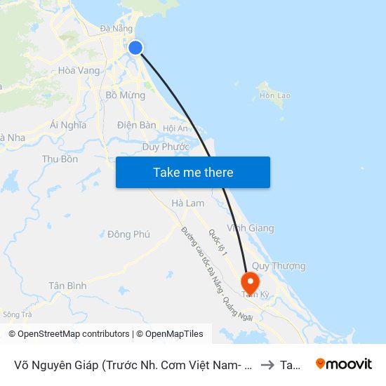 Võ Nguyên Giáp (Trước Nh. Cơm Việt Nam- Pullman Resort) to Tam Kỳ map