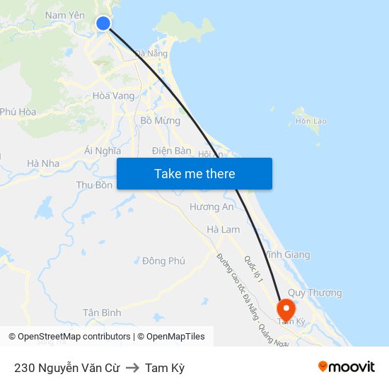 230 Nguyễn Văn Cừ to Tam Kỳ map