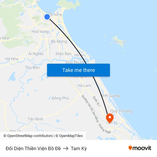 Đối Diện Thiền Viện Bồ Đề to Tam Kỳ map