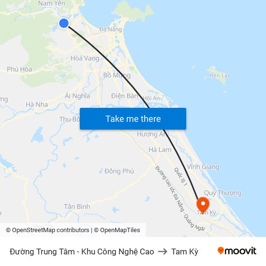 Đường Trung Tâm - Khu Công Nghệ Cao to Tam Kỳ map