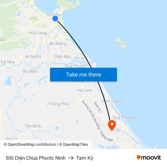 Đối Diện Chùa Phước Ninh to Tam Kỳ map