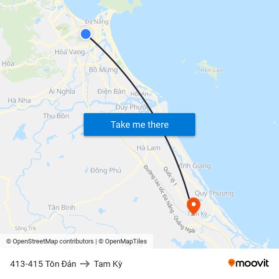 413-415 Tôn Đản to Tam Kỳ map