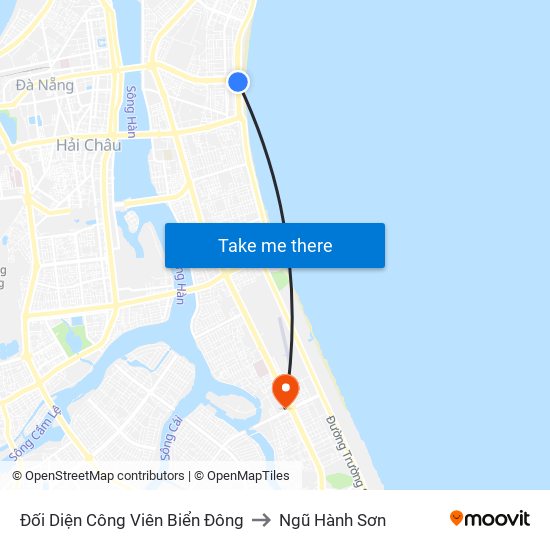 Đối Diện Công Viên Biển Đông to Ngũ Hành Sơn map