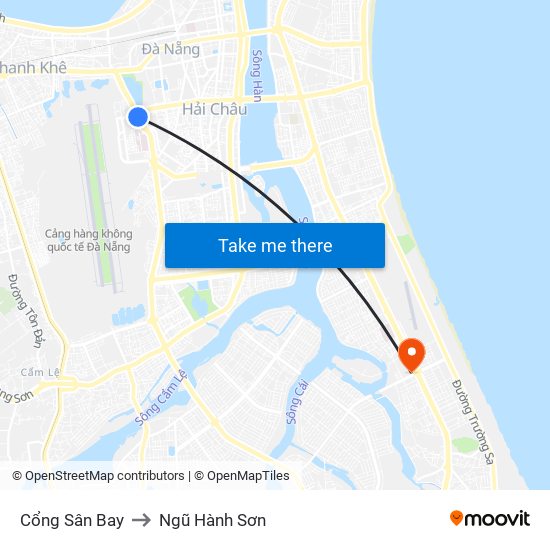 Cổng Sân Bay to Ngũ Hành Sơn map