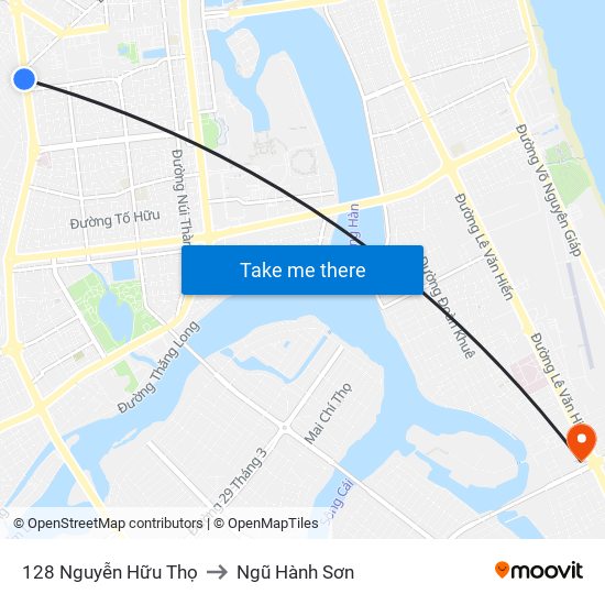 128 Nguyễn Hữu Thọ to Ngũ Hành Sơn map