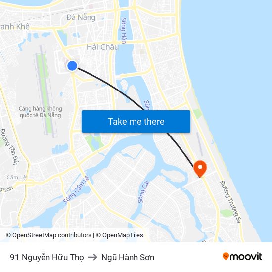 91 Nguyễn Hữu Thọ to Ngũ Hành Sơn map