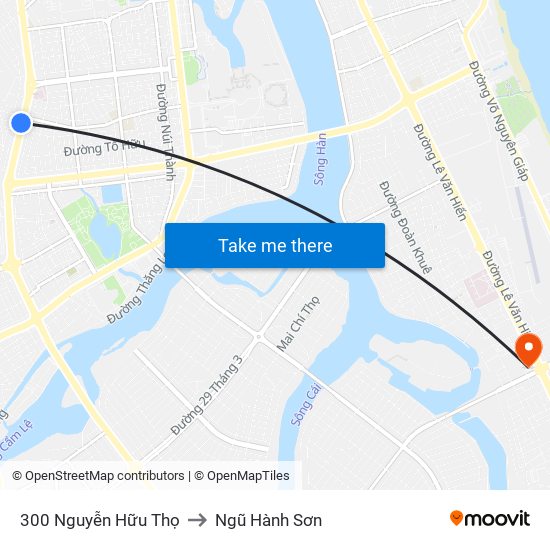 300 Nguyễn Hữu Thọ to Ngũ Hành Sơn map