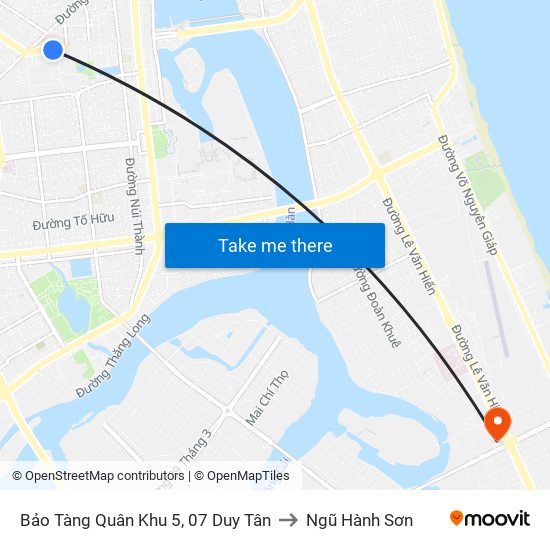 Bảo Tàng Quân Khu 5, 07 Duy Tân to Ngũ Hành Sơn map