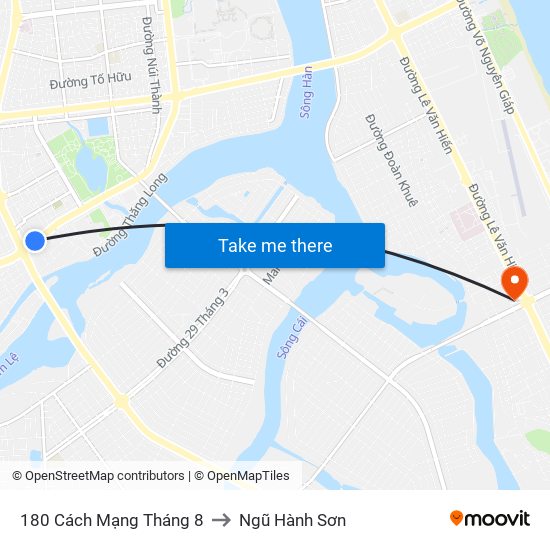 180 Cách Mạng Tháng 8 to Ngũ Hành Sơn map