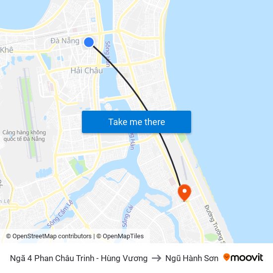 Ngã 4 Phan Châu Trinh - Hùng Vương to Ngũ Hành Sơn map