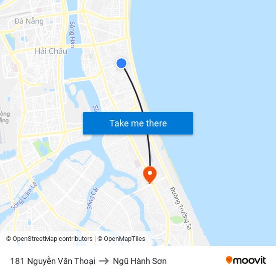 181 Nguyễn Văn Thoại to Ngũ Hành Sơn map