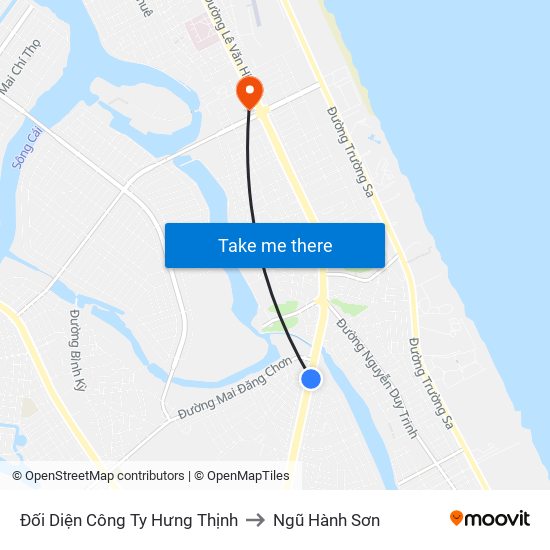 Đối Diện Công Ty Hưng Thịnh to Ngũ Hành Sơn map