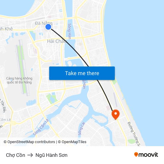 Chợ Cồn to Ngũ Hành Sơn map