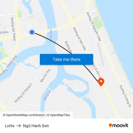 Lotte to Ngũ Hành Sơn map