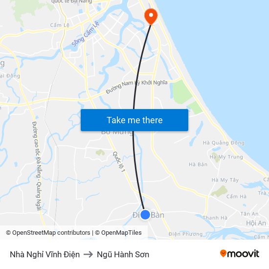 Nhà Nghỉ Vĩnh Điện to Ngũ Hành Sơn map