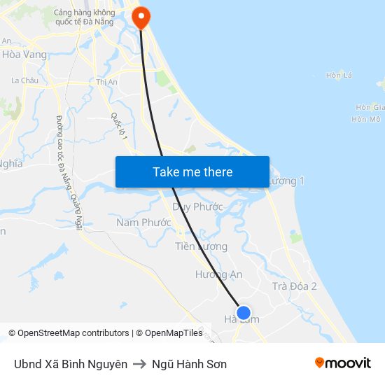 Ubnd Xã Bình Nguyên to Ngũ Hành Sơn map