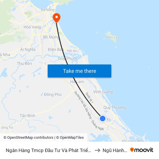 Ngân Hàng Tmcp Đầu Tư Và Phát Triển Việt Nam to Ngũ Hành Sơn map